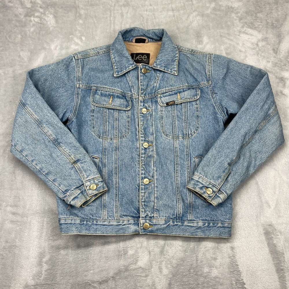 Lee Jean Trucker Jacket Mens M Blue Denim Outerwear L/S Collared Button Front